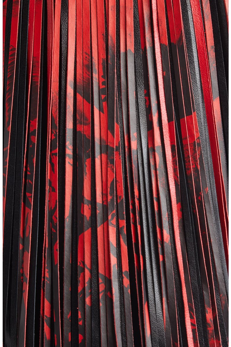 Floral Fringe Leather Maxi Dress, Alternate, color, BLACK/ RED