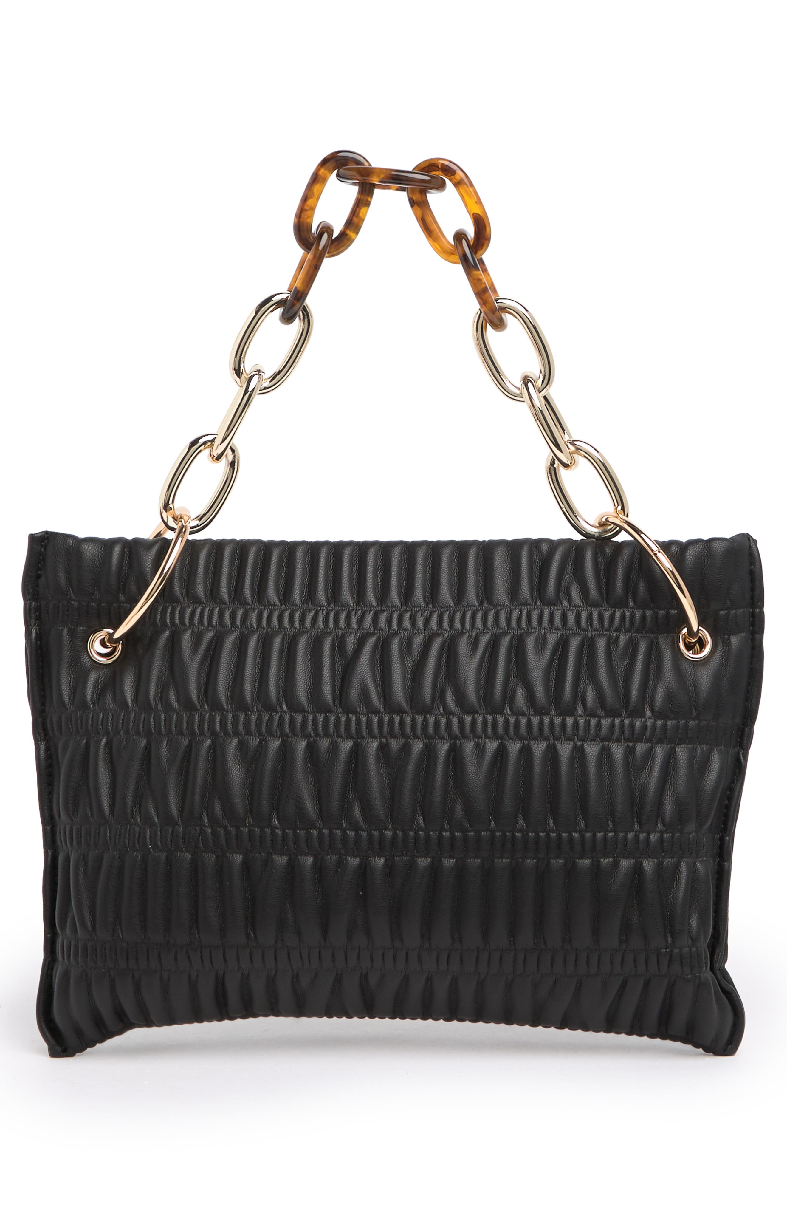 Chill Vegan Leather Shoulder Bag, Main, color, BLACK SHIRRING