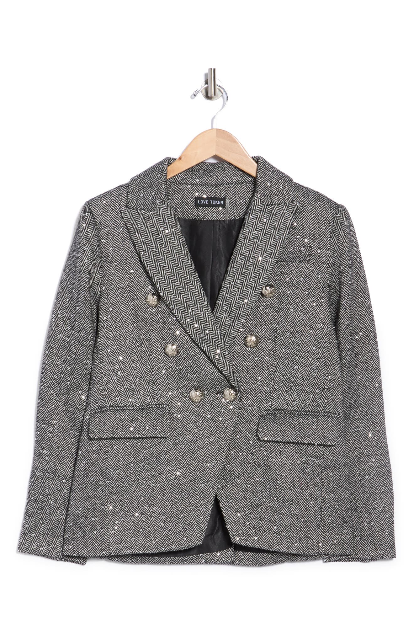 ジャケット・アウター Tweed Dot Button Collarless Jacket Cicy Bell Womens Cropped Tweed Blazer Collarless Button Down