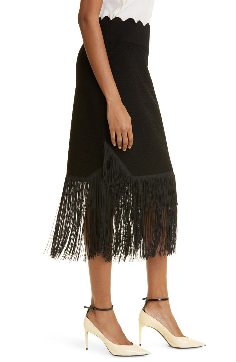 Victoria Beckham Fringe Jacquard Knit Midi Skirt, Alternate, color, 