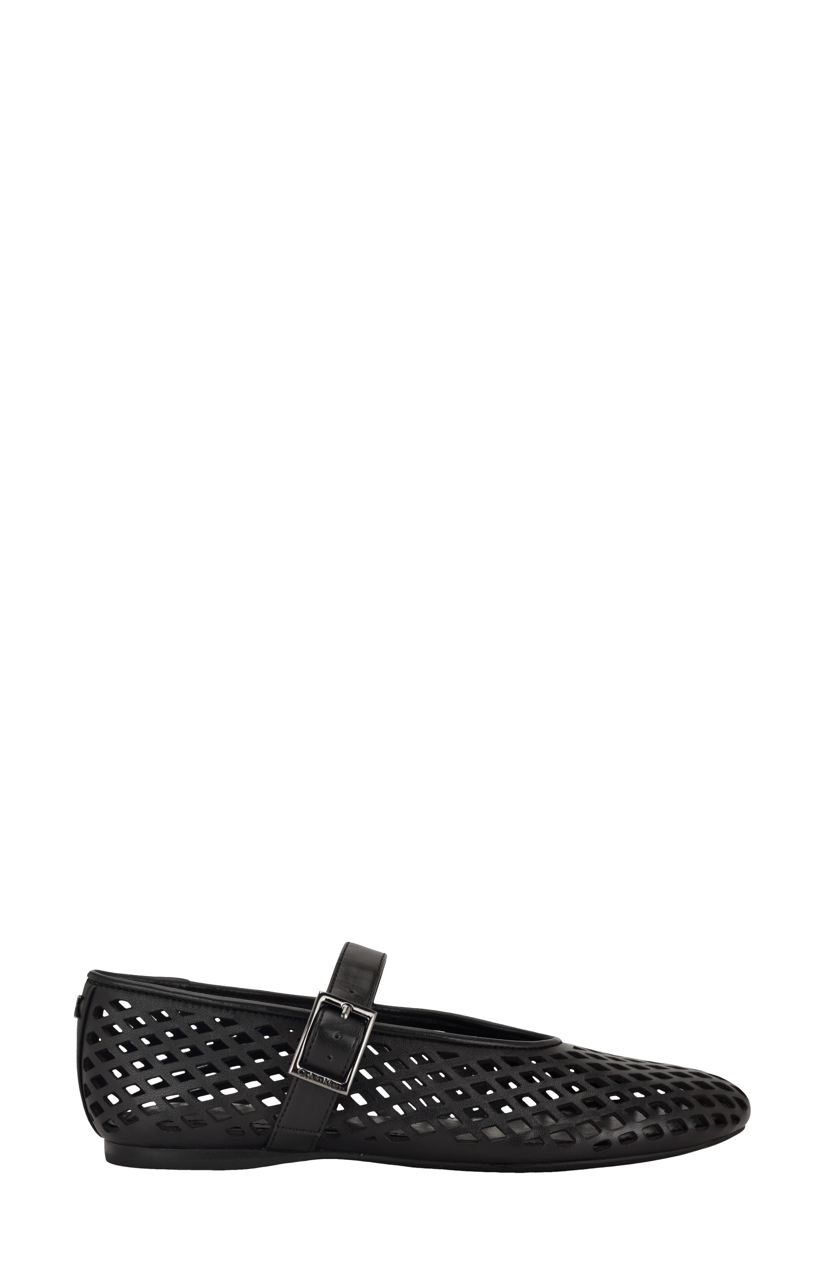 Calvin Klein Lauria Mary Jane Flat, Alternate, color, Black Leather