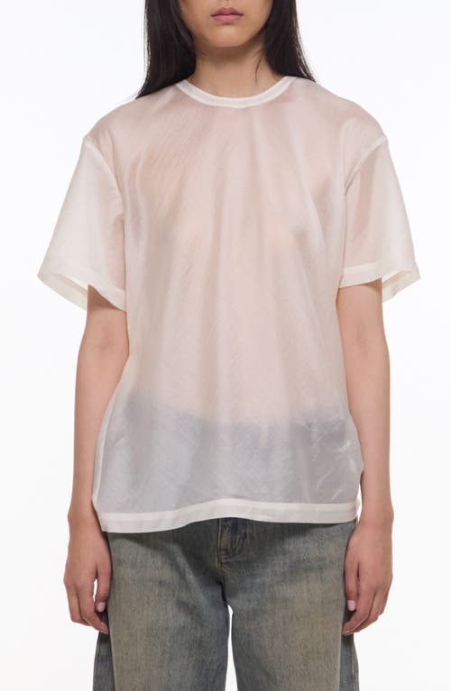 Helmut Lang Sheer Tie Waist T-shirt In Soft White