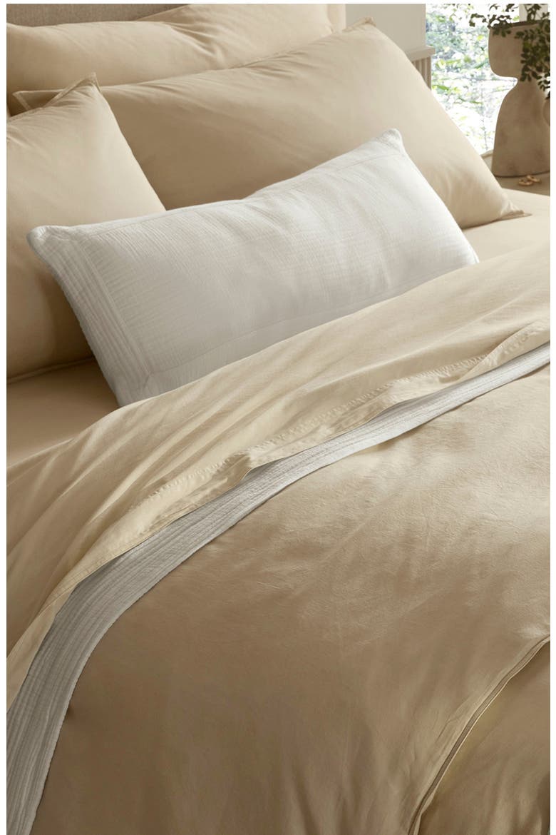 Signature Vintage Washed Organic Cotton Duvet Cover & Shams Set, Alternate, color, VINTAGE SAND