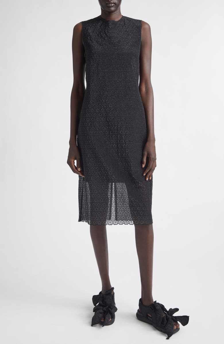 Cecilie Bahnsen Devin Windflower Embroidered Organza Sheath Dress, Main, color, Black