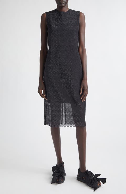 Devin Windflower Embroidered Organza Sheath Dress