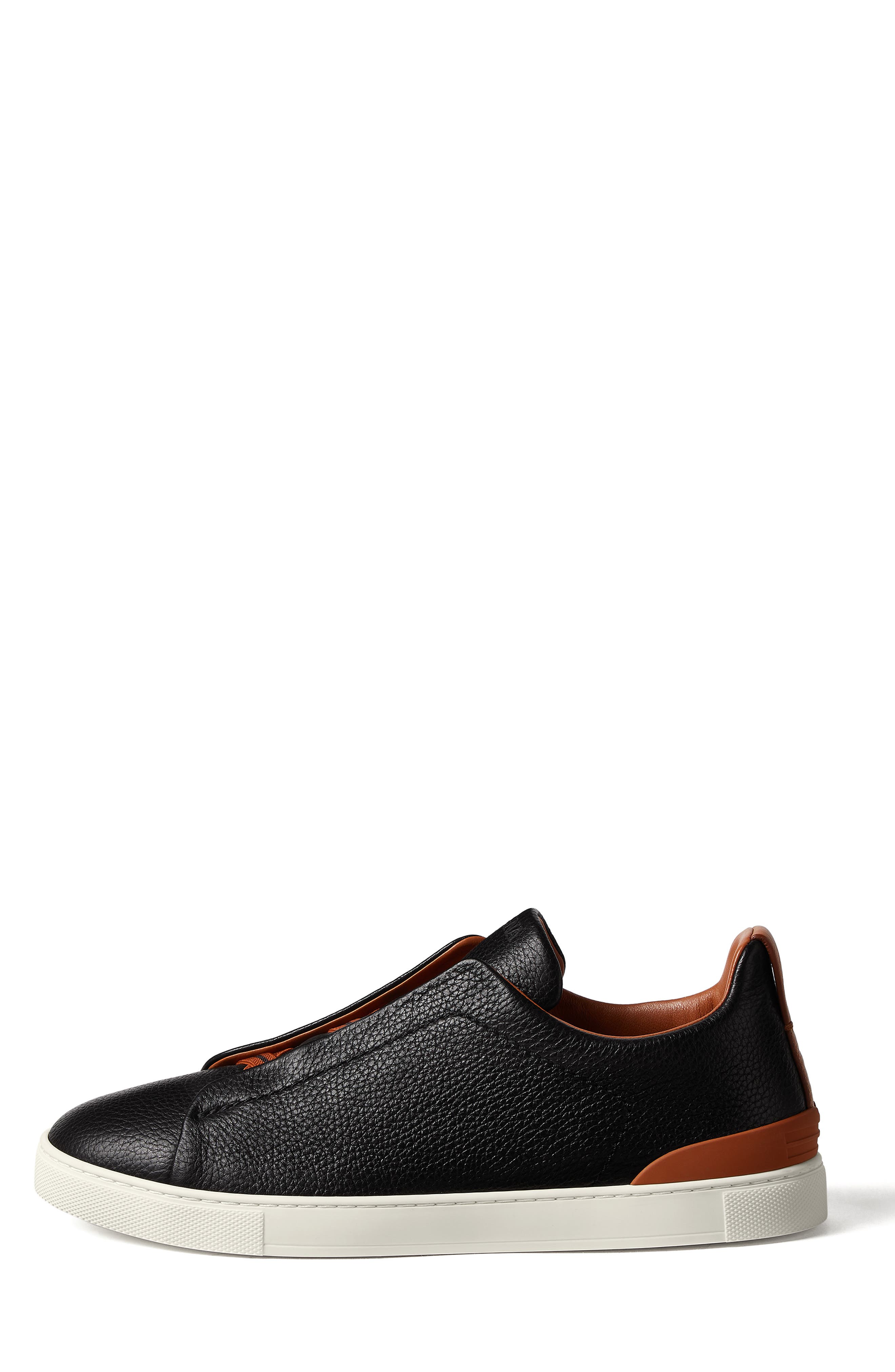 Triple Stitch Deerskin Leather Slip-On Sneaker, Alternate, color, BLACK/FOLIAGE