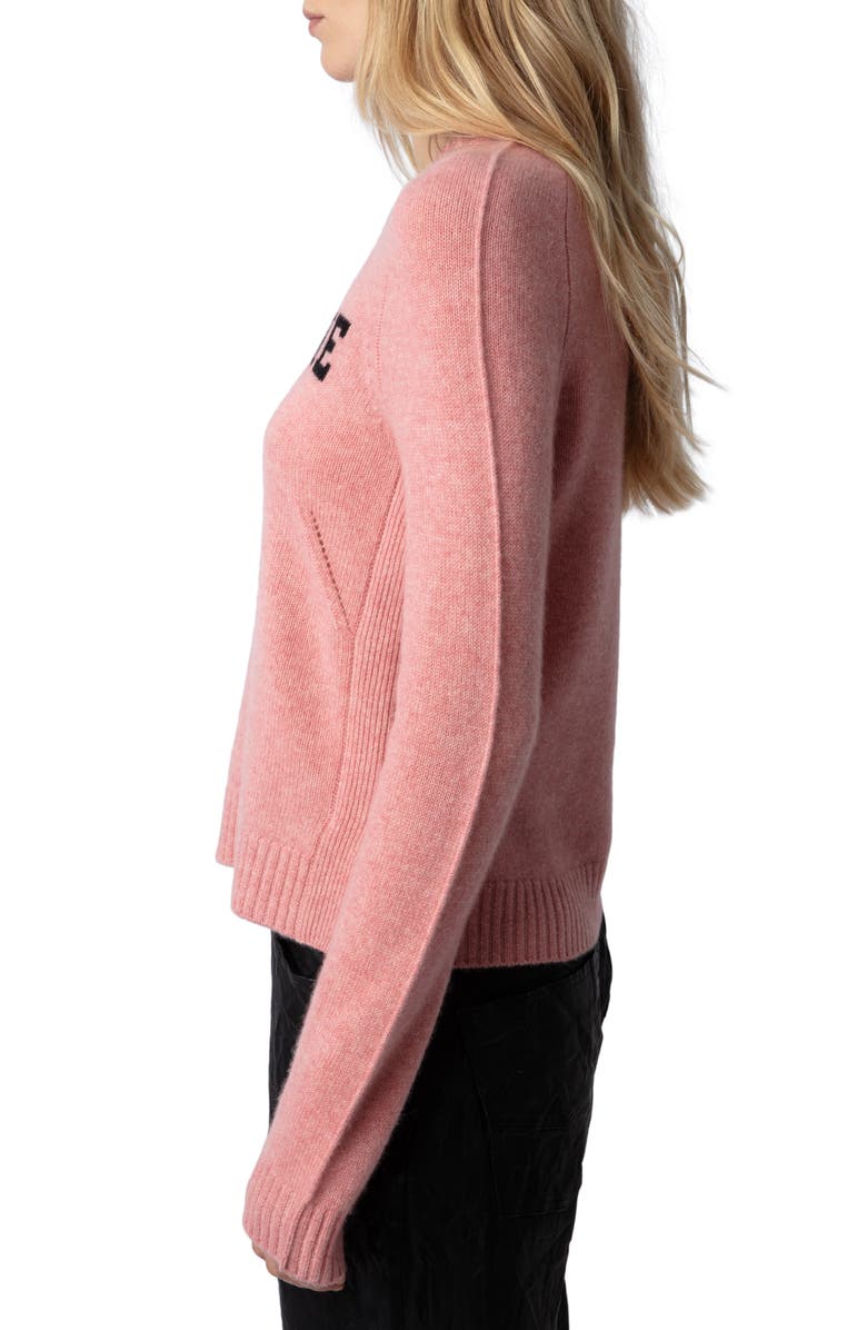 Zadig & Voltaire Lili Je T'Aime Cashmere Sweater, Alternate, color,