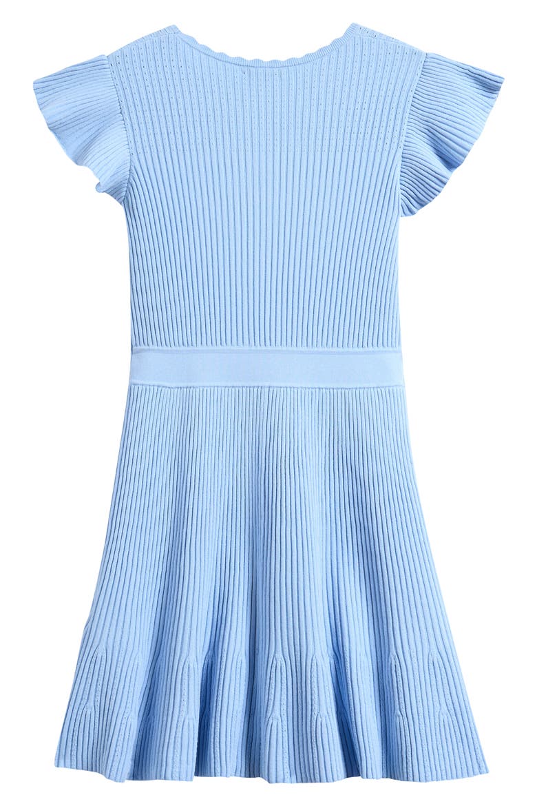 Kids' Miriam Flutter Sleeve Rib Dress, Alternate, color, PALE BLUE