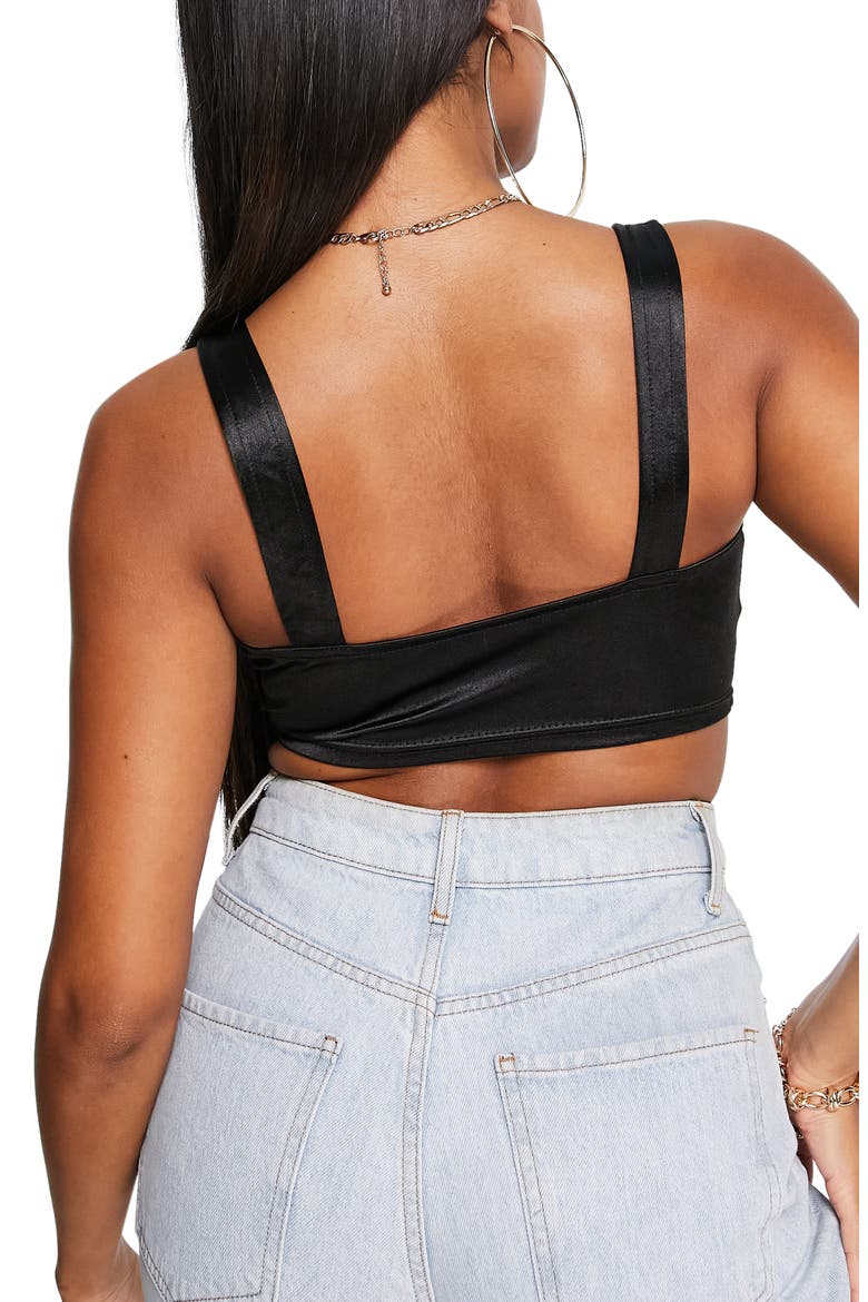 Hourglass Satin Corset Top, Alternate, color, BLACK