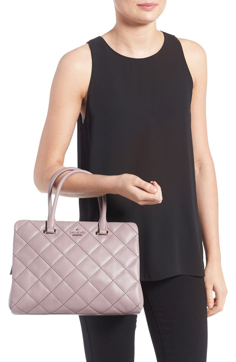 Kate Spade New York emerson place - olivera quilted leather satchel, Alternate, color, Porcini