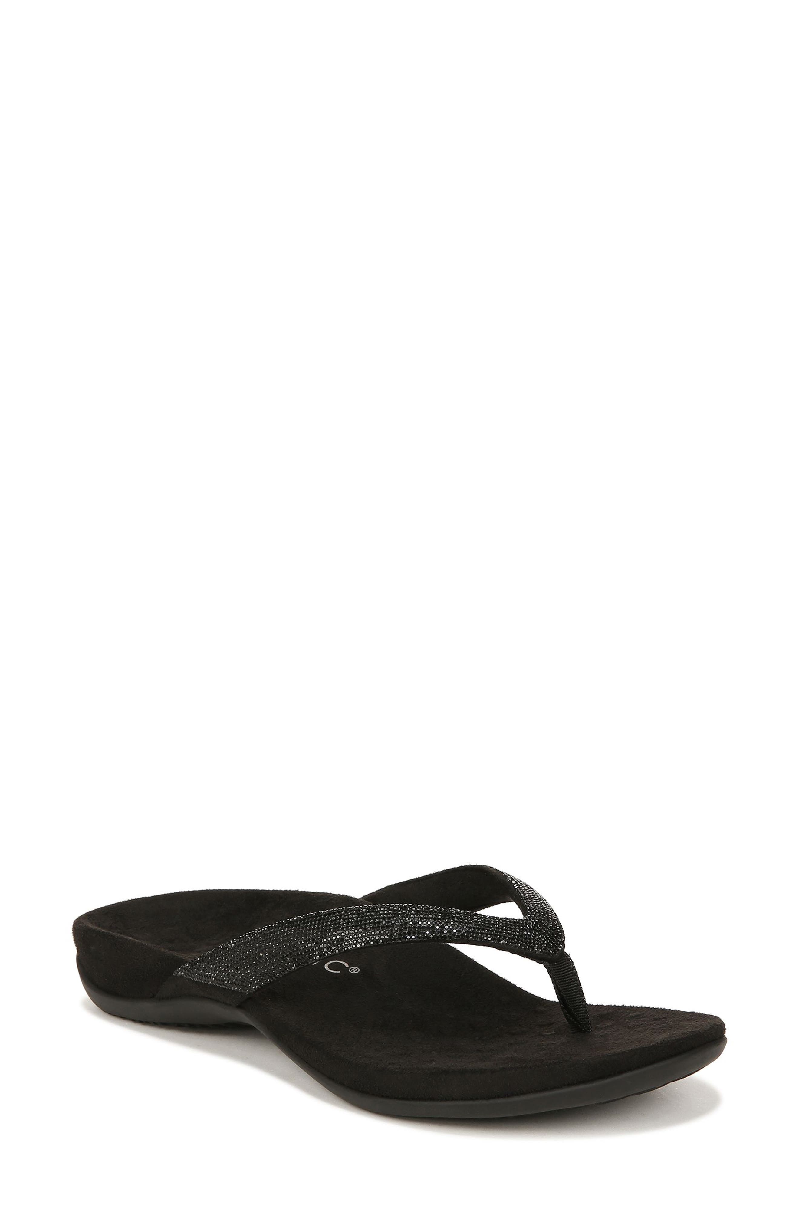 Vionic Dillon Shine Flip Flop, Main, color, Black