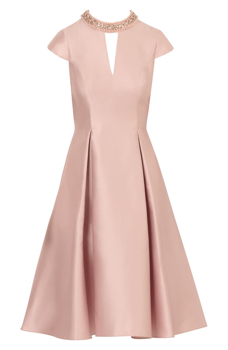 Adrianna Papell Embellished Keyhole Mikado Cocktail Dress, Alternate, color, Bellini