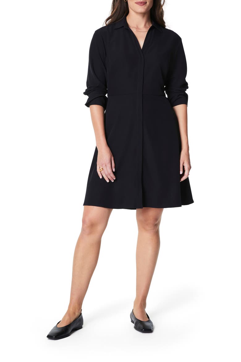 Long Sleeve Crepe Dress, Main, color, CLASSIC BLACK