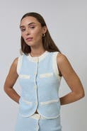 Central Park West Celeste Tweed Yarn Vest