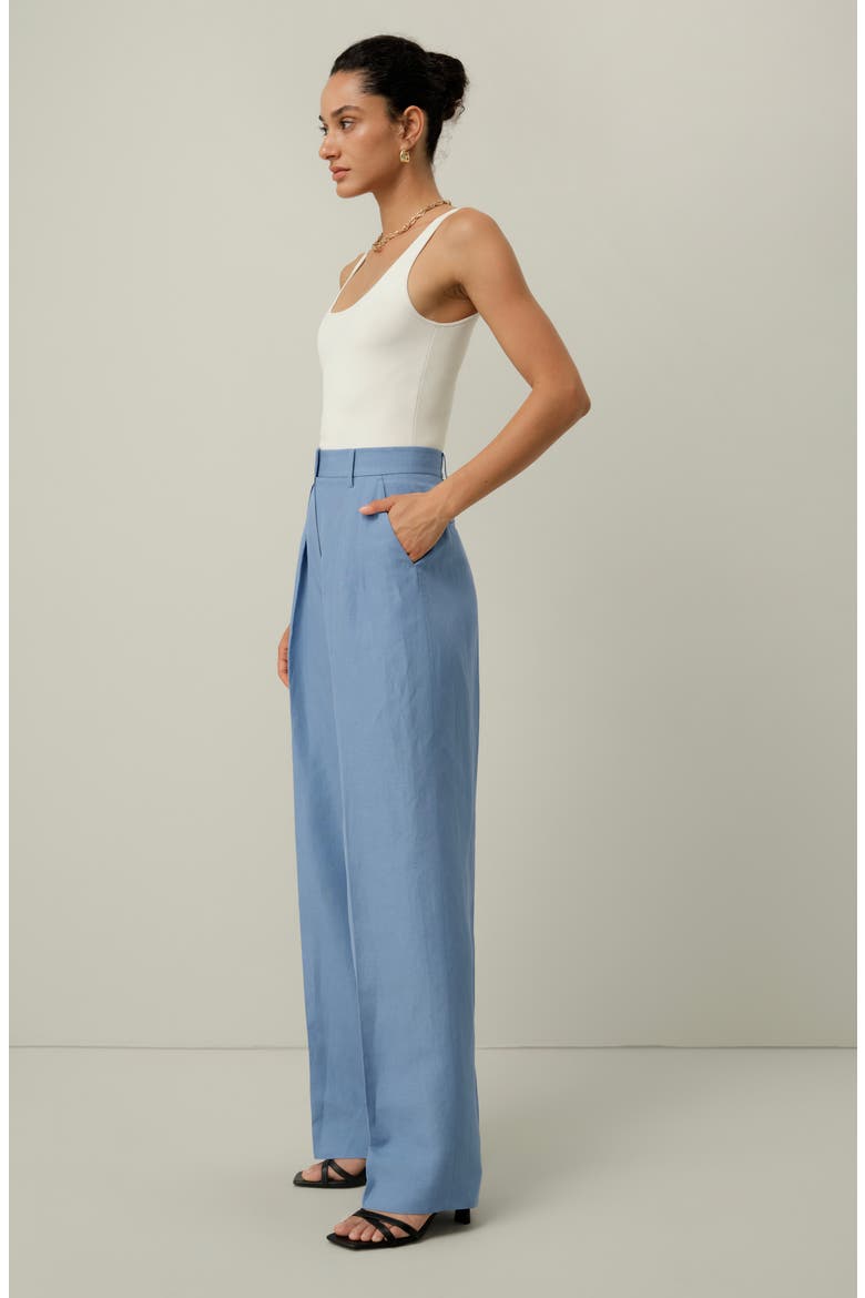 Women's Silk Linen Wide Leg Pants, Alternate, color, Chambray Blue