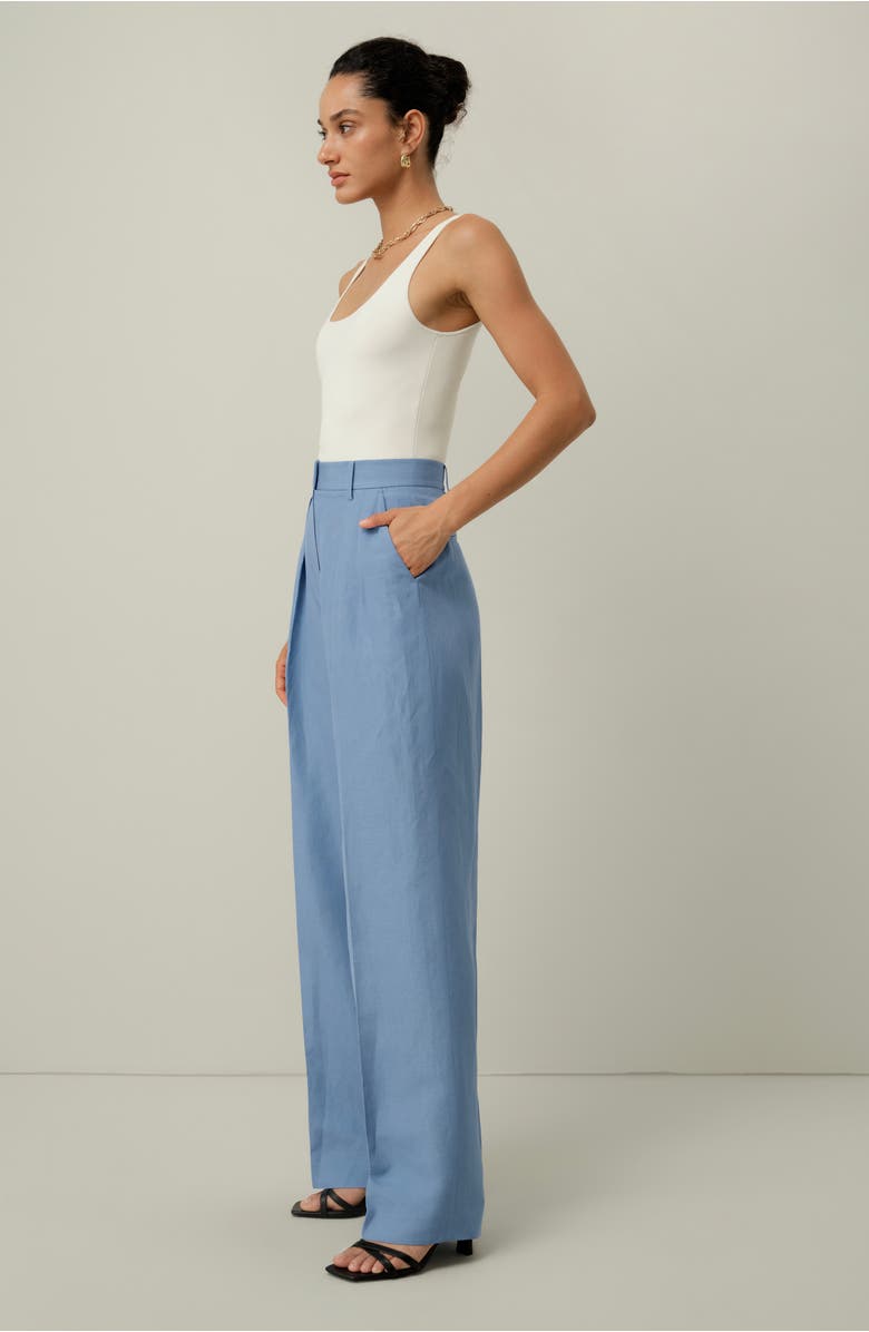 Lilysilk Silk Linen Wide Leg Pant, Alternate, color, Chambray Blue