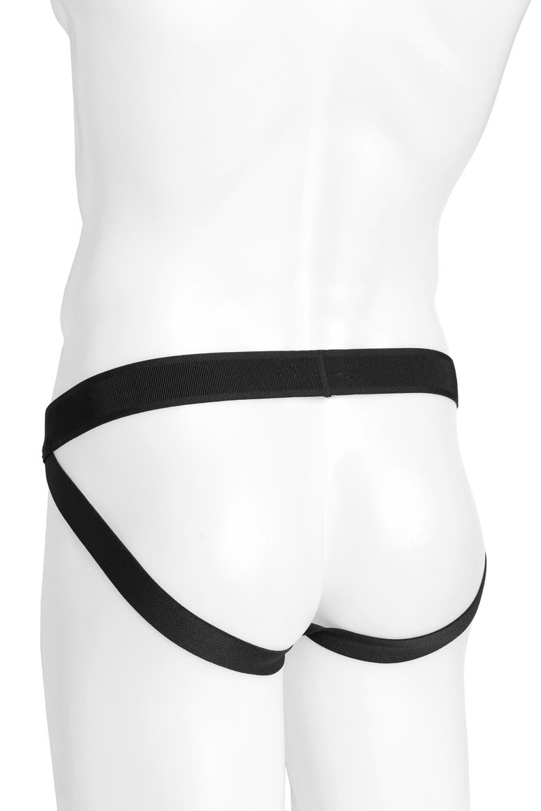 Logo Jacquard Stretch Cotton Jockstrap, Alternate, color, BLACK