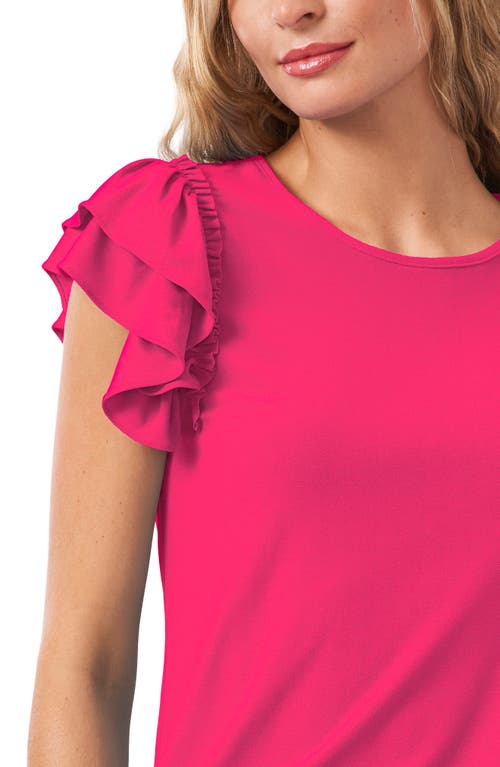 Cece Double Ruffle Knit Top In Pink