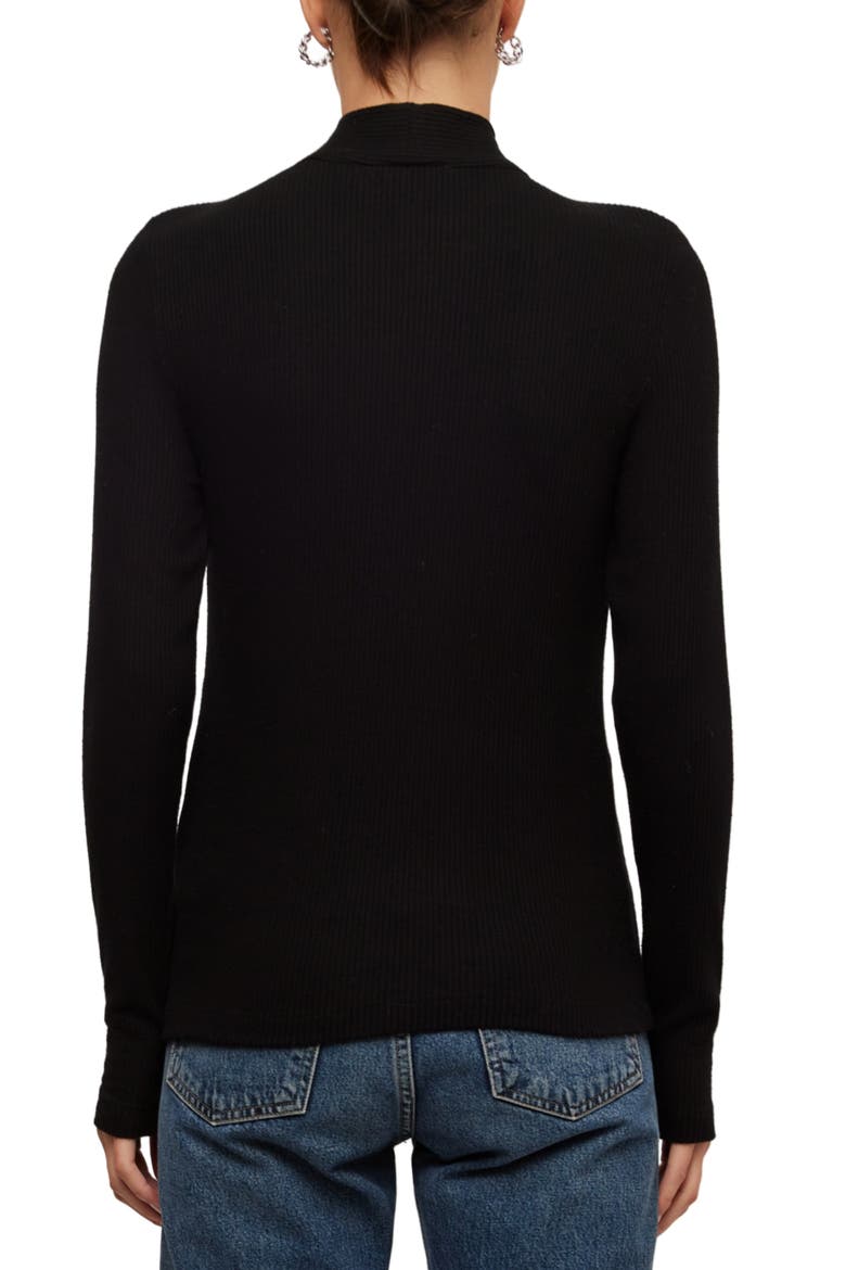 Kari Crossover Ribbed Top, Alternate, color, BLACK