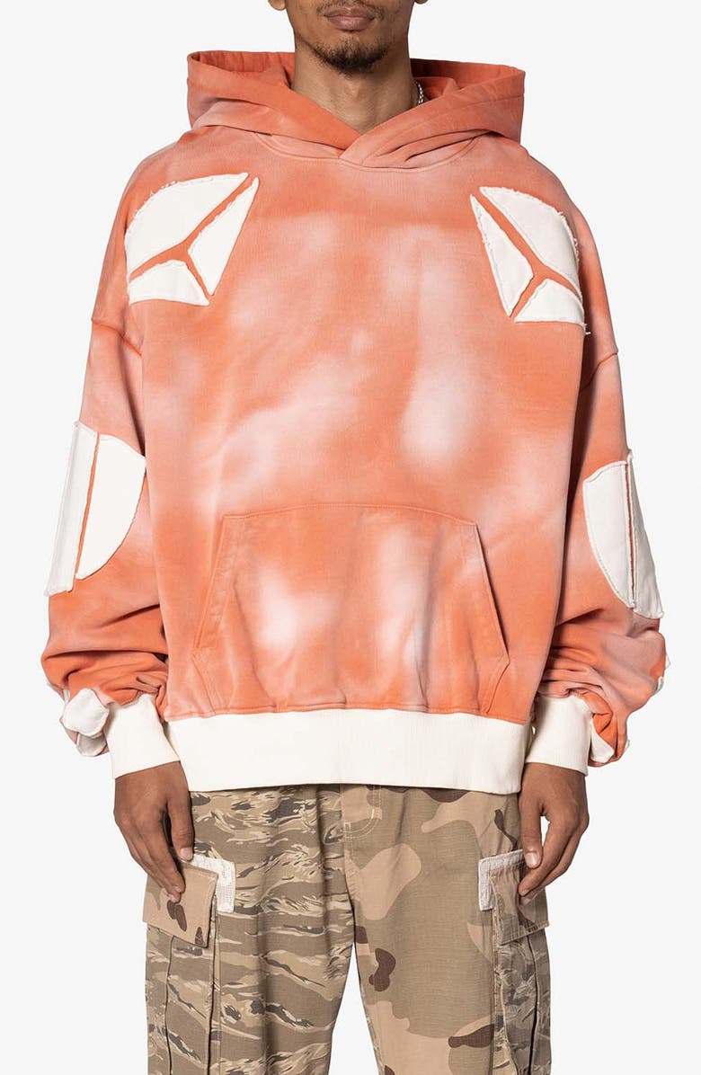 mnml Appliqué Bleach Dye Oversize Cotton Hoodie, Main, color, 