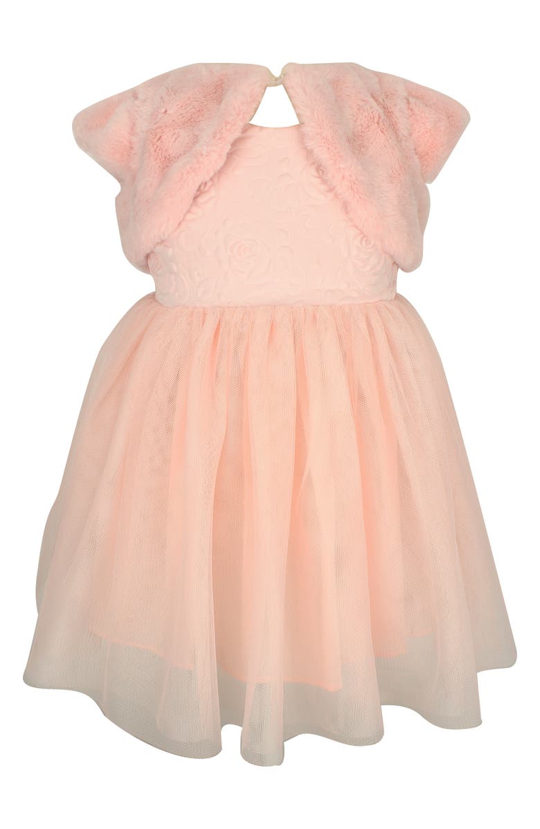 Popatu Tulle Dress & Faux Fur Shrug, Main, color,