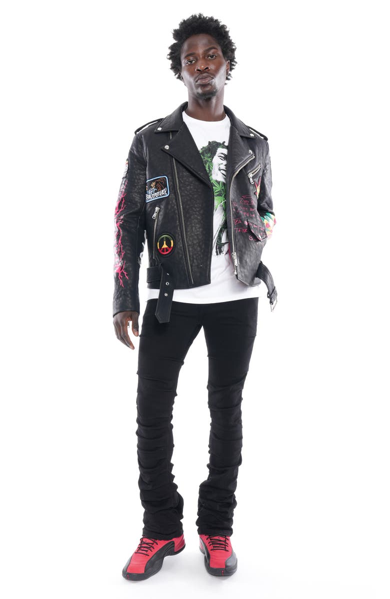 Cult of Individuality Leather Moto Jacket, Alternate, color, 