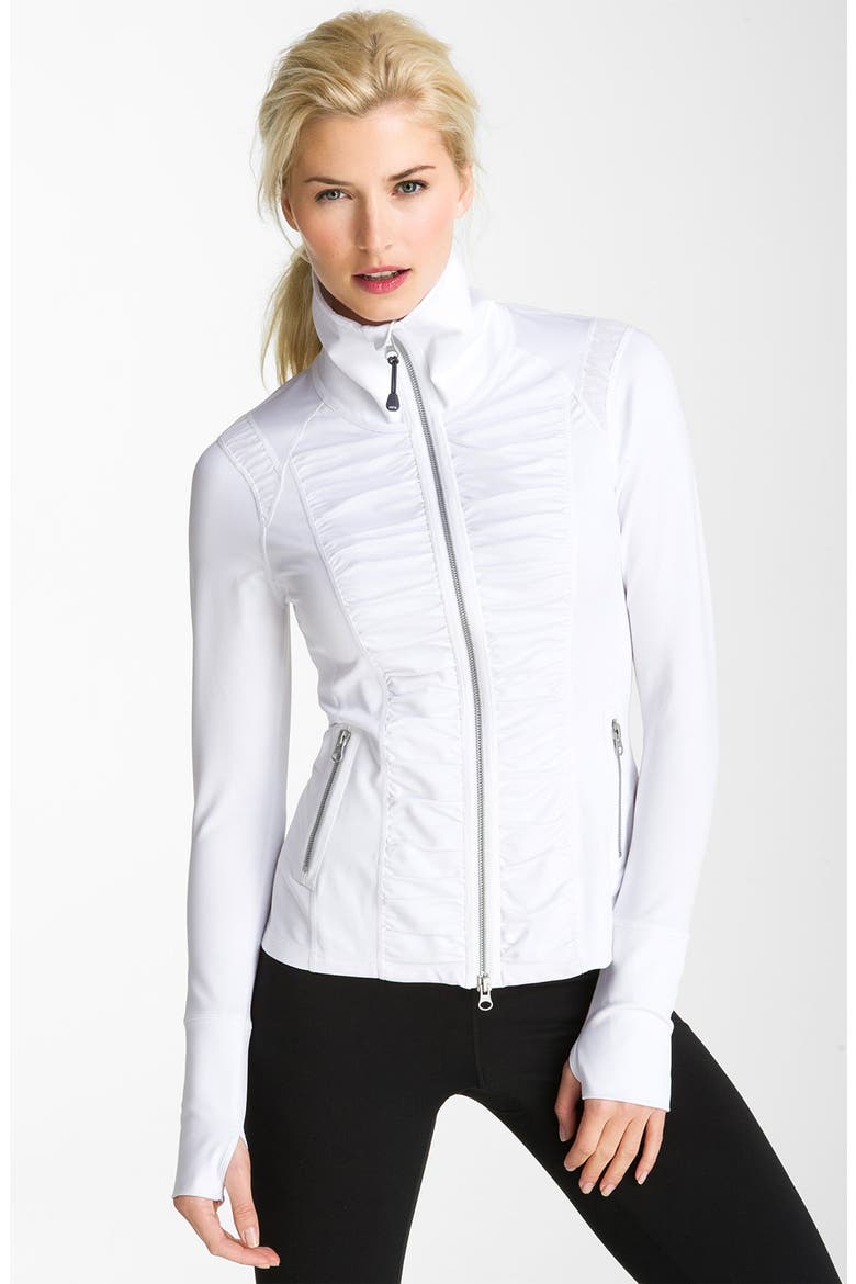 Pleated Hem Shirred Jacket, Main, color, WHITE