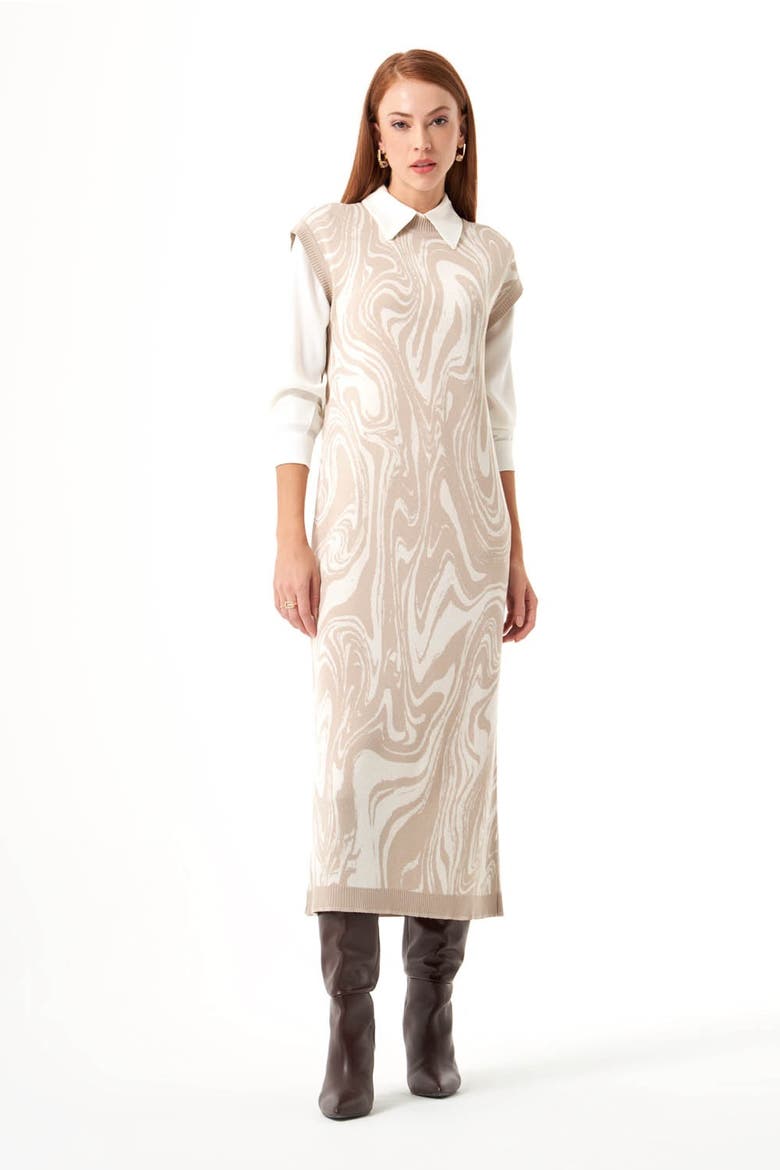 Special Patterned Knitwear Dress, Main, color, Beige