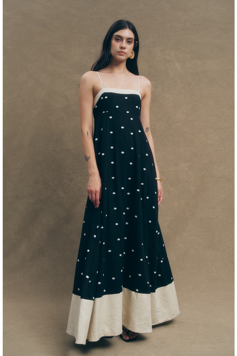 Jacky Polka Dot A-Line Dress, Alternate, color, BLACK SAND