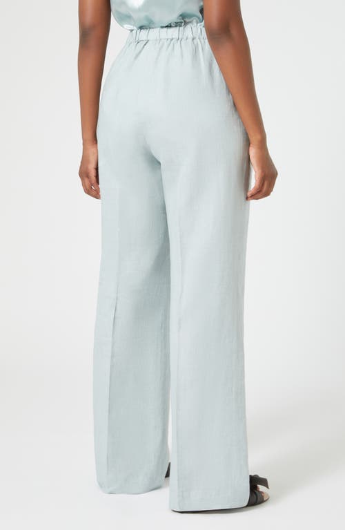 Shop Marina Rinaldi Rocco Wide Leg Linen Pants In Sage Green