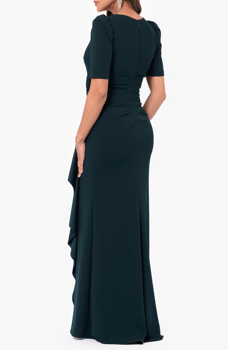 Xscape Evenings Twist Front Scuba Crepe Ruffle Gown, Alternate, color, 