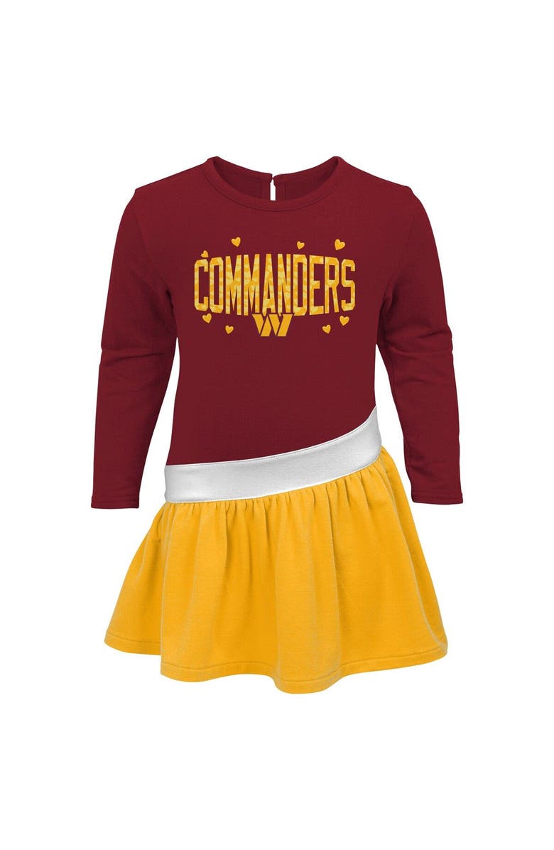 Outerstuff Girls Infant Burgundy/Gold Washington Commanders Heart to Heart Jersey Tri-Blend Dress, Alternate, color, Burgundy