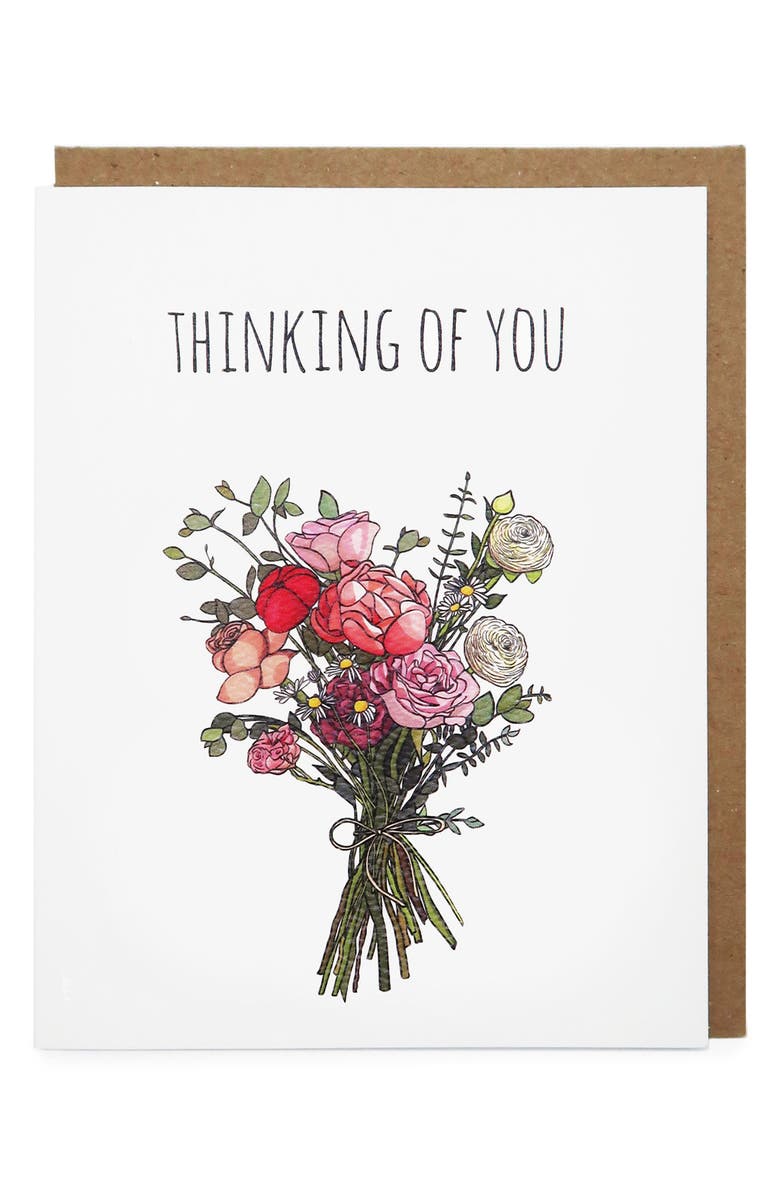 Noted By Copine Thinking of You Bouquet Greeting Card, Main, color, Purple
