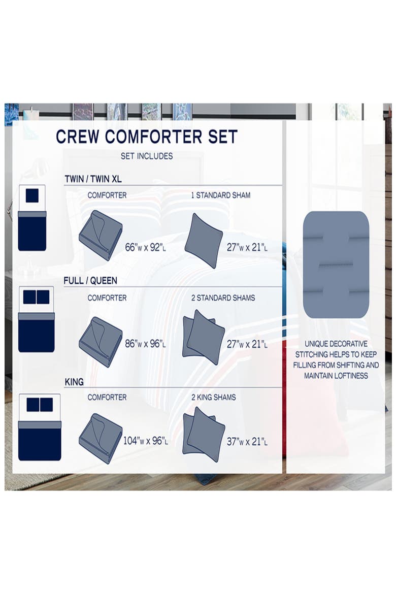 Trimmer Cotton Comforter Set, Alternate, color, DARK BLUE