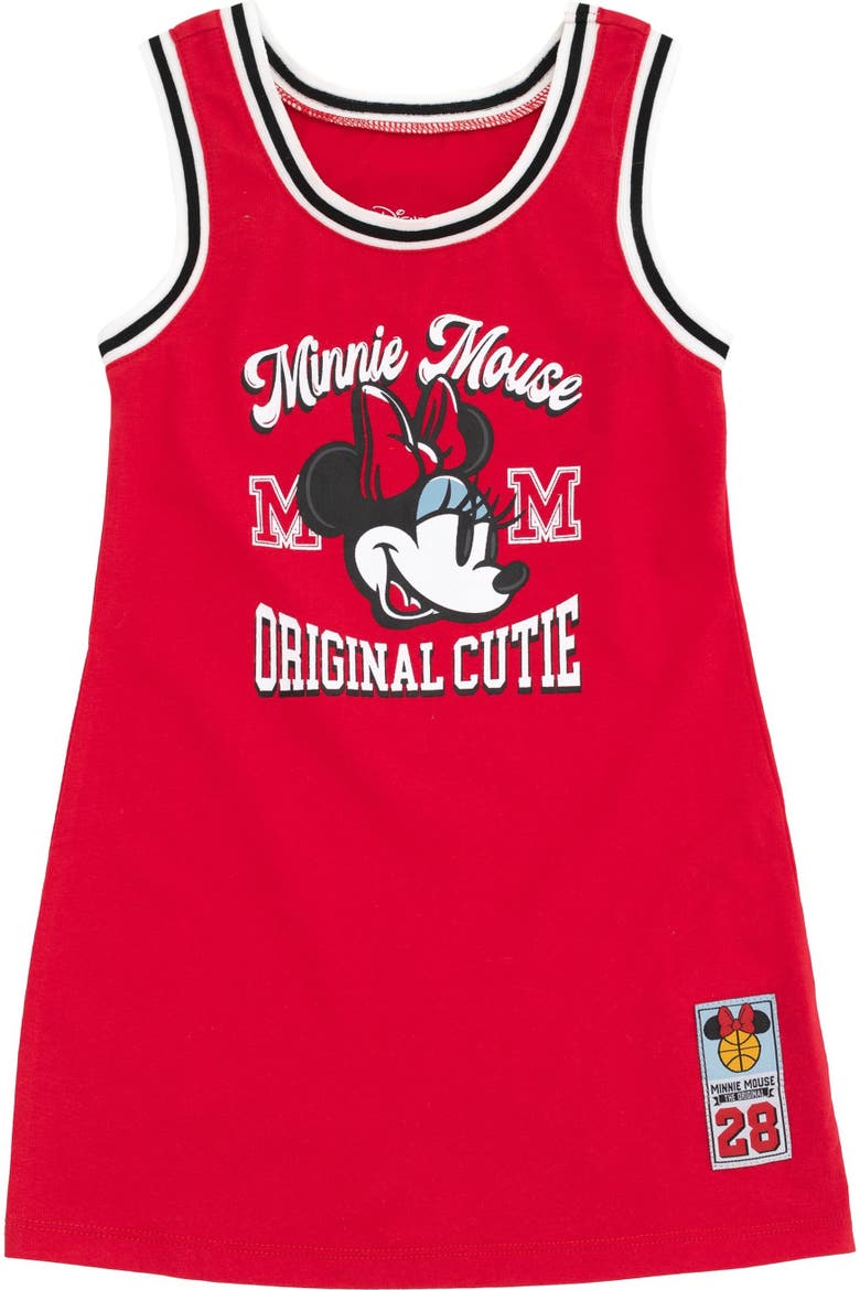 Minnie Mouse Jersey Dress, Main, color, Varsity Red Minnie