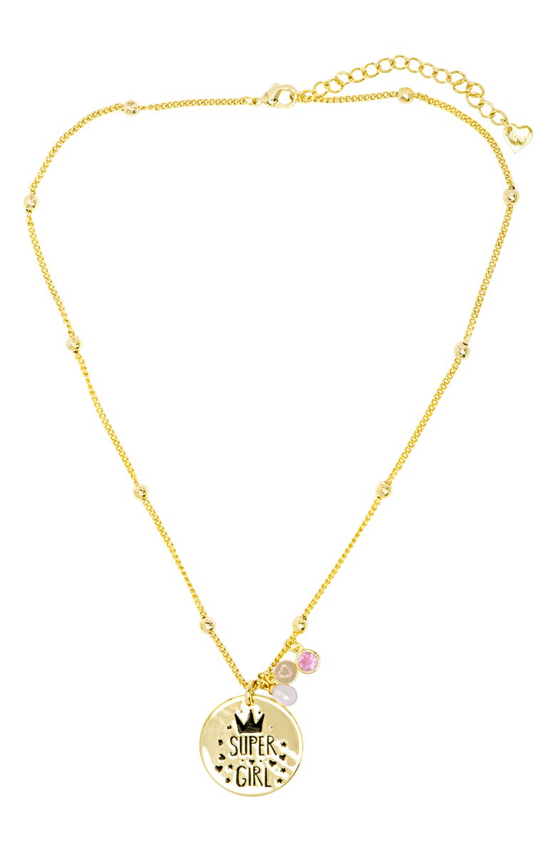 Lily Nily Kids' Super Girl Pendant Necklace, Alternate, color, Gold