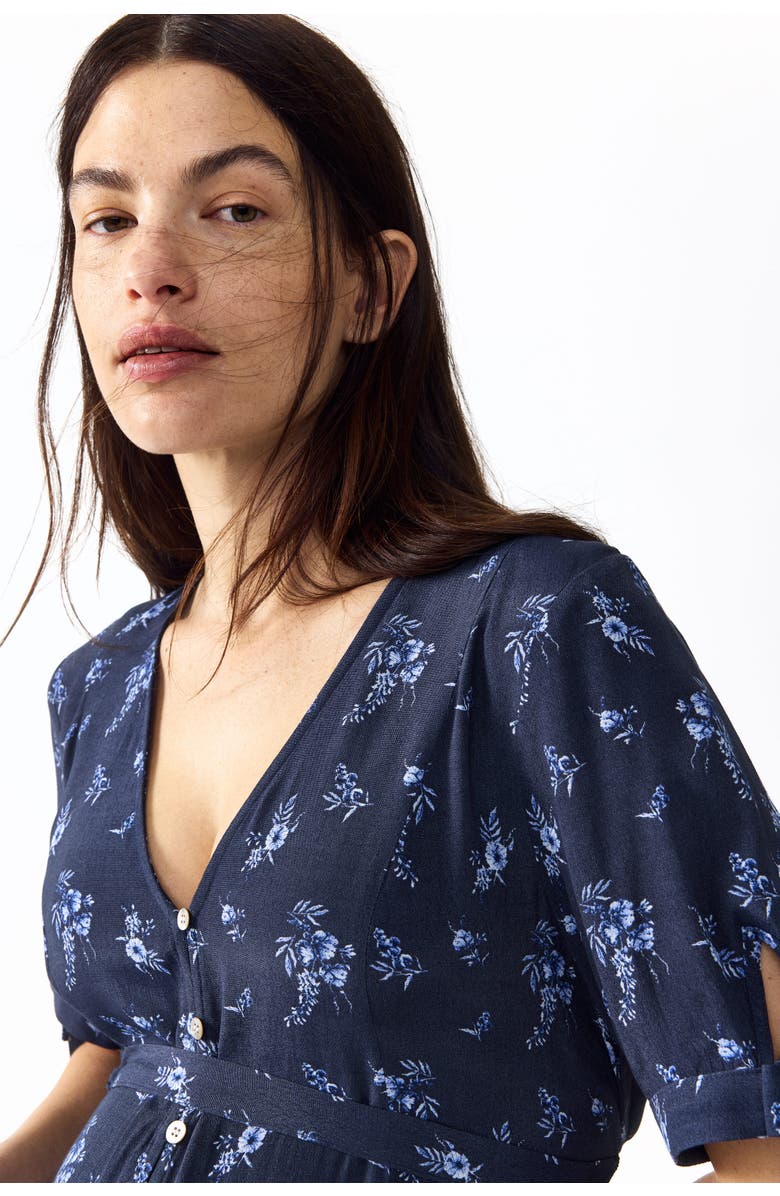 H&M Mama Tie-belt Viscose Dress, Alternate, color, Khaki Green