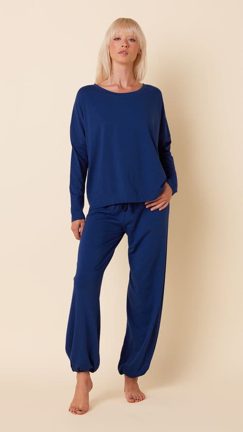 The Cat's Pajamas Pima Knit Pullover Set In Blue