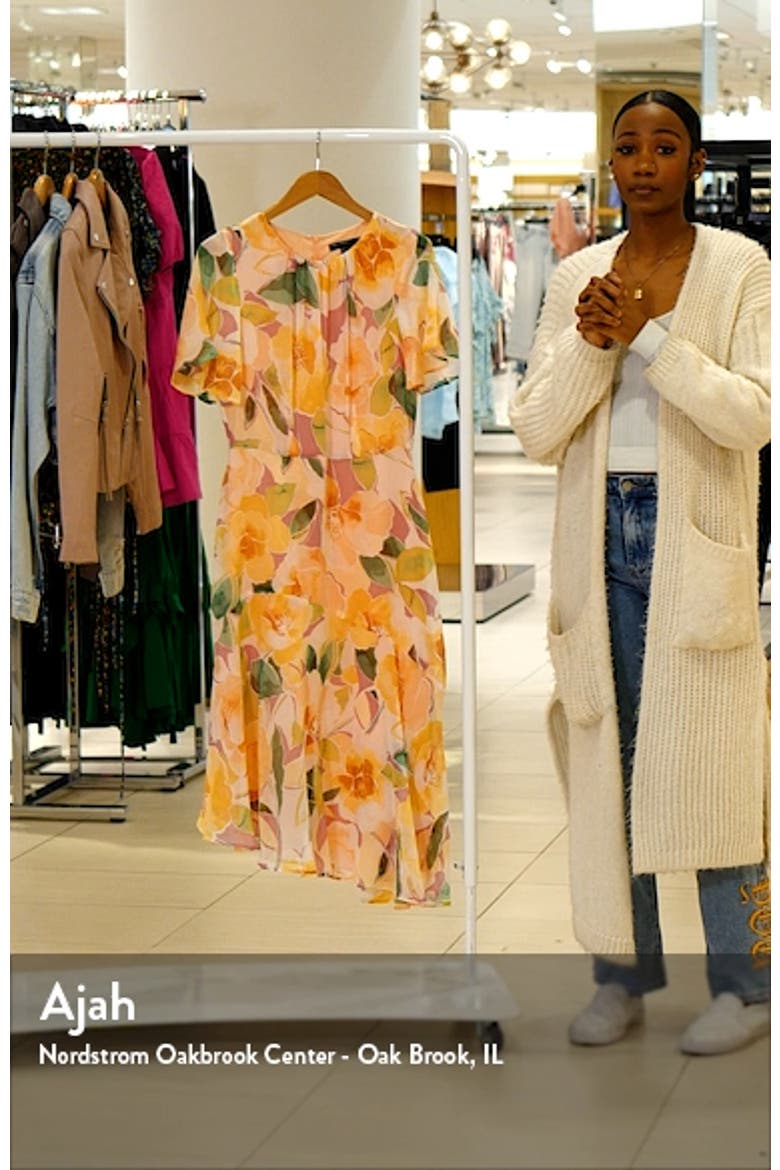 Floral Asymmetric Hem Midi Dress video