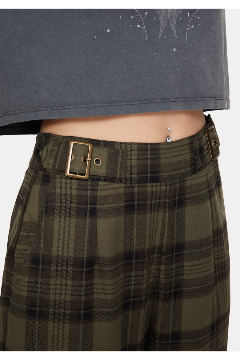 Cecily Buckle Check Balloon Trousers, Alternate, color, Green