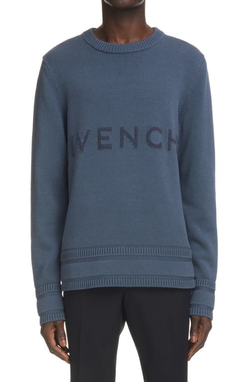 Givenchy Intarsia Logo Cotton Sweater In Gray