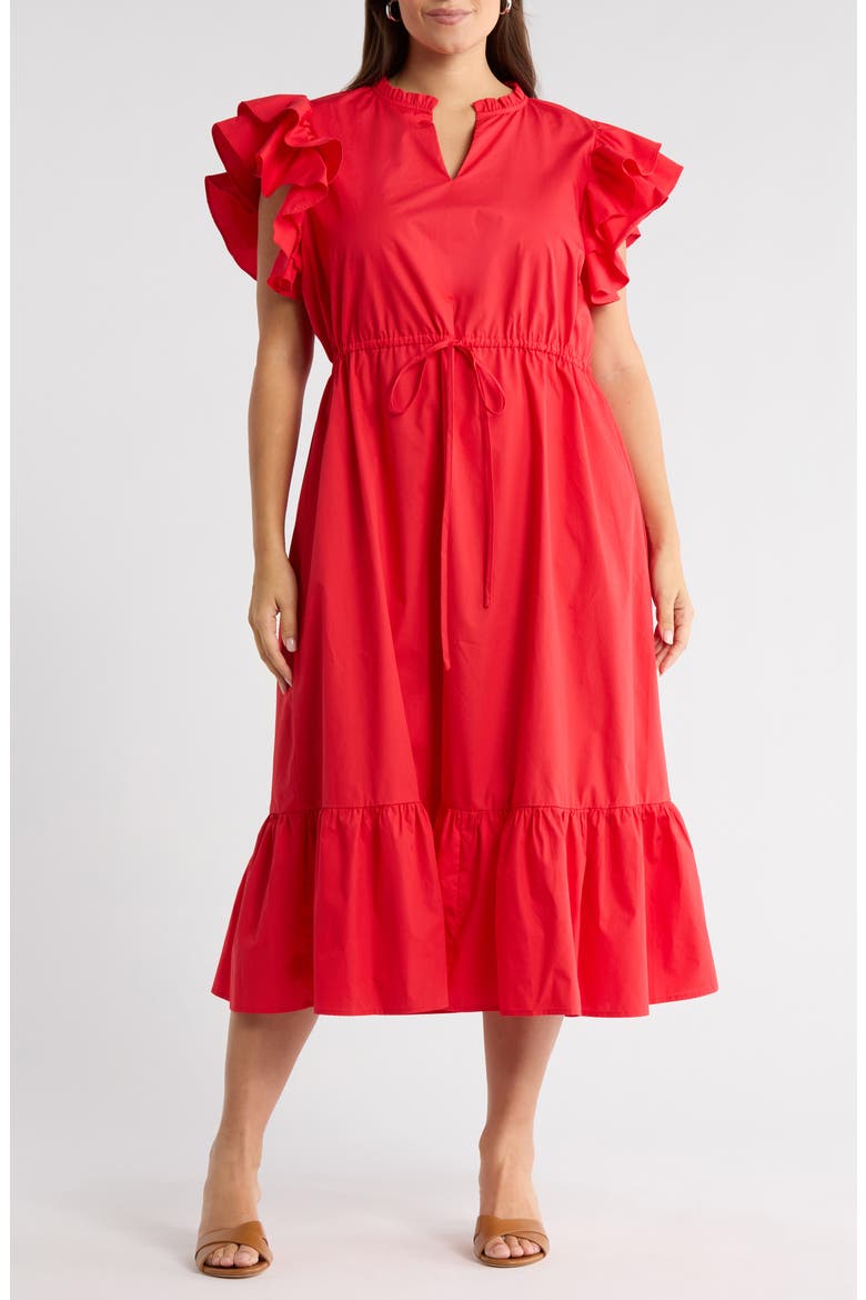 Miley Dillan Ruffle Maxi Dress, Main, color, RED