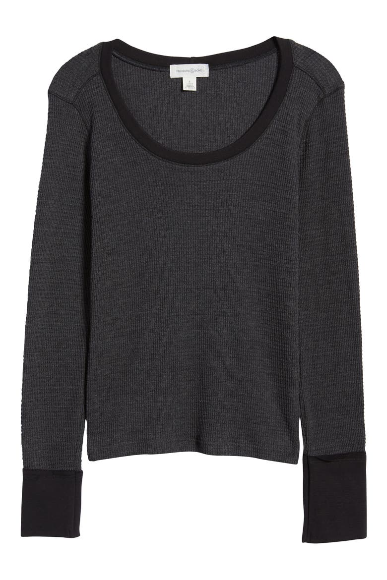 Long Sleeve Thermal Knit Top, Alternate, color, BLACK