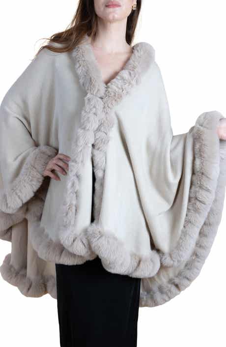SAACHI Faux Fur Trim Cape