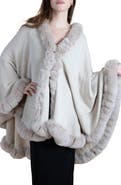 SAACHI Faux Fur Trim Cape