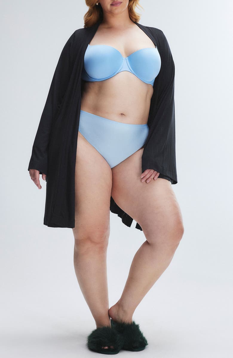 SAVAGE X FENTY Sleek Stitch Robe, Main, color, Black Caviar