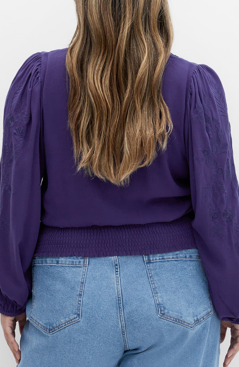 City Chic Frances Lace Blouson Top, Alternate, color, Blue