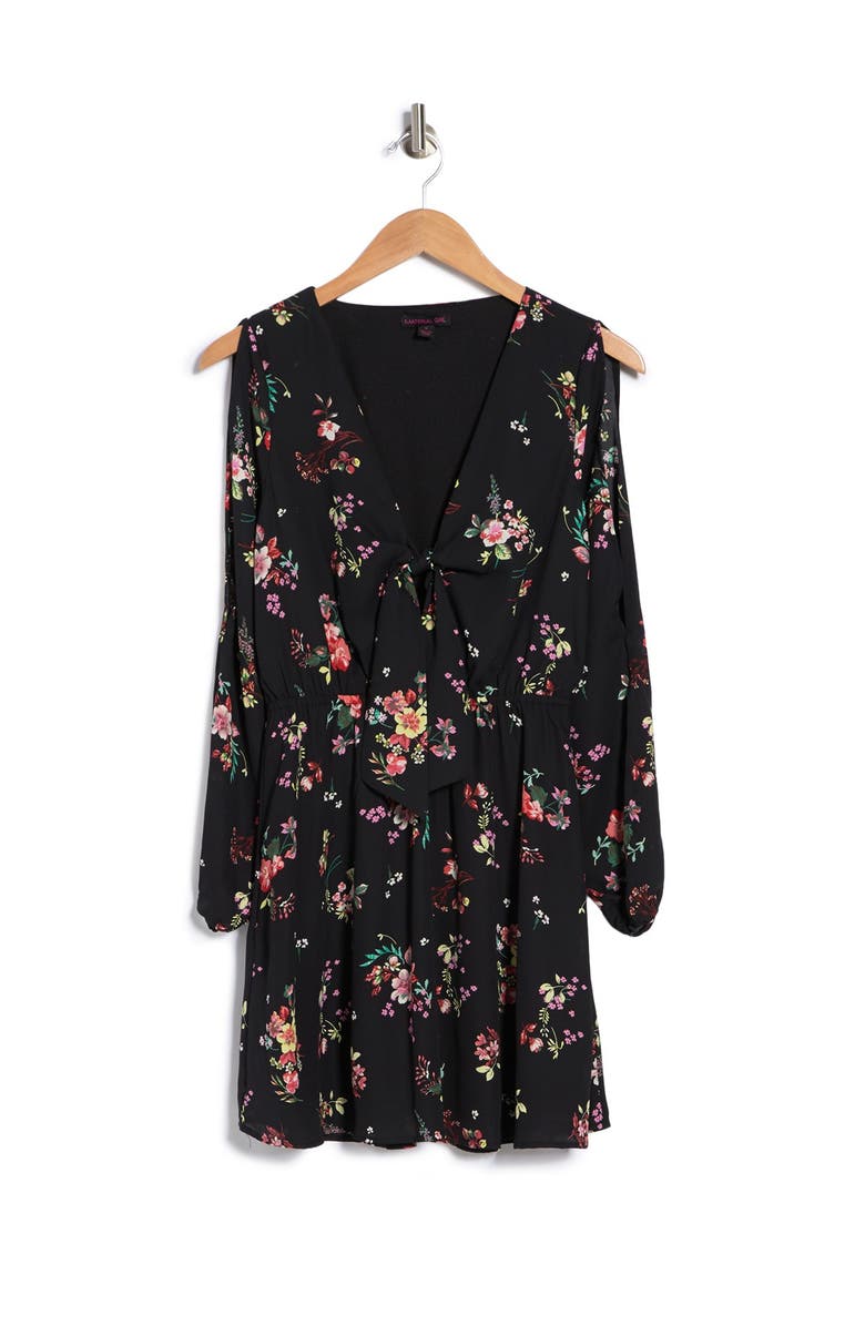 MATERIAL GIRL Tie Front Slit Sleeve Dress, Alternate, color, 