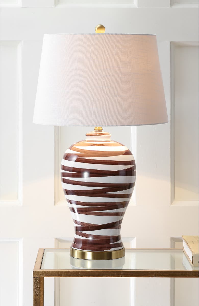 JONATHAN Y Joelie 29" Ceramic LED Table Lamp, Alternate, color, Brown/White