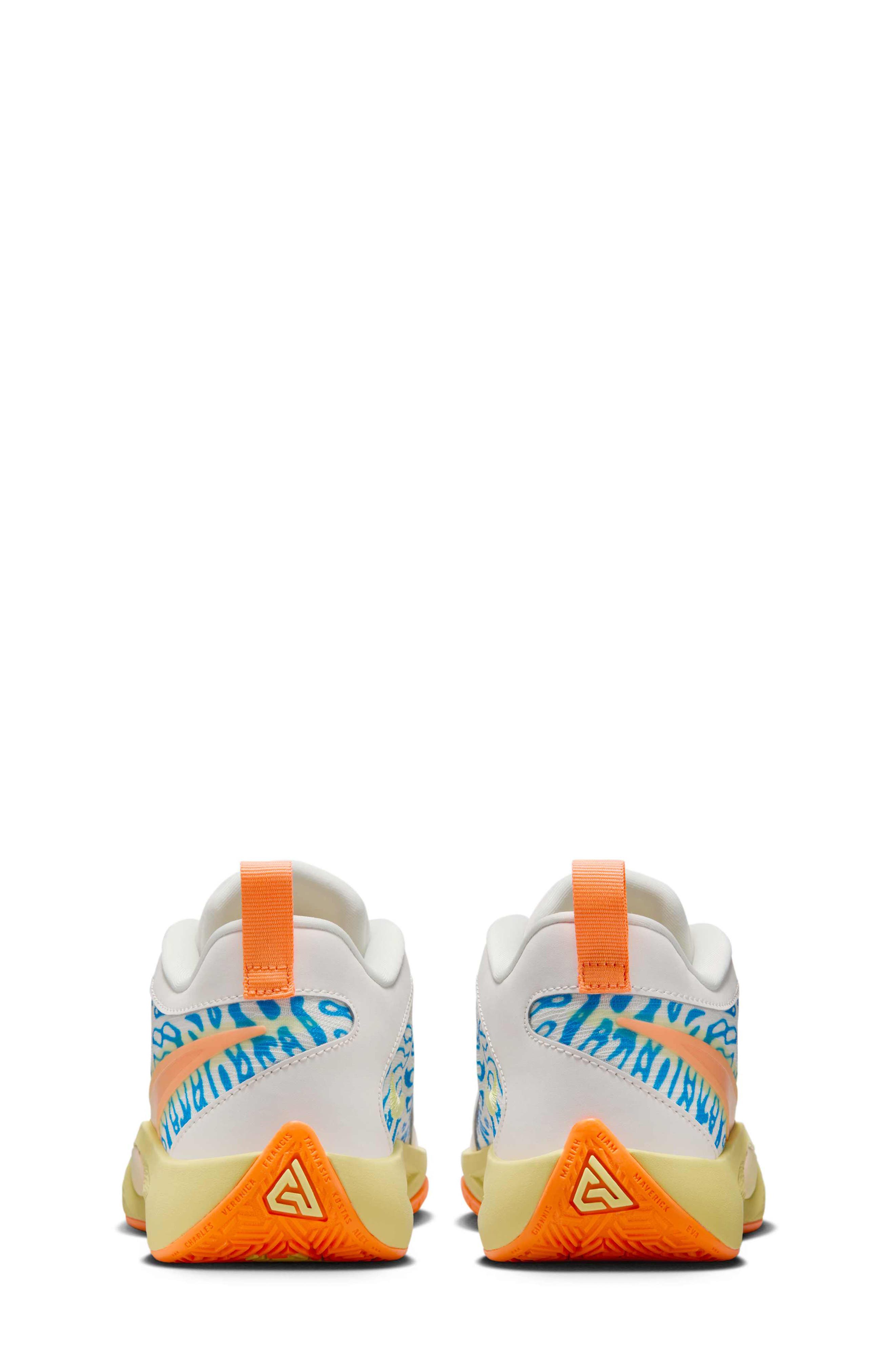 Nike Kids' Giannis Freak 6 GS Basketball Shoe, Alternate, color, Phantom/ Blue/ Lemon/ Orange